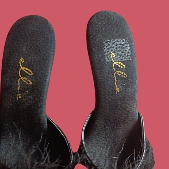 Ellie Black shoes 305 Sasha Dress Sandal Faux Fur size 10 - Picture 6 of 9